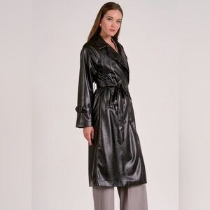 Elan faux leather Black Trench Coat